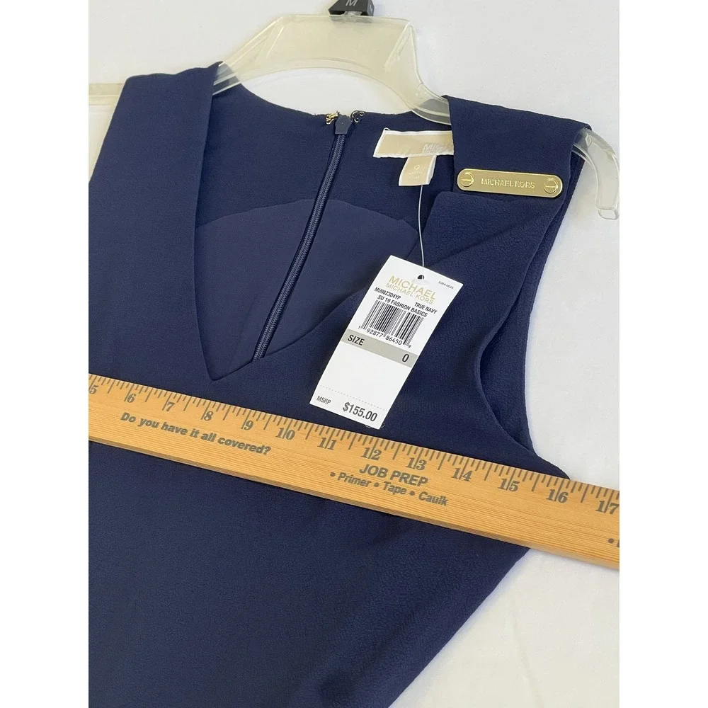 Michael Michael Kors Navy Blue Wide Leg Belted Jumpsuit MU98Z3D4YP Size 0 NWT